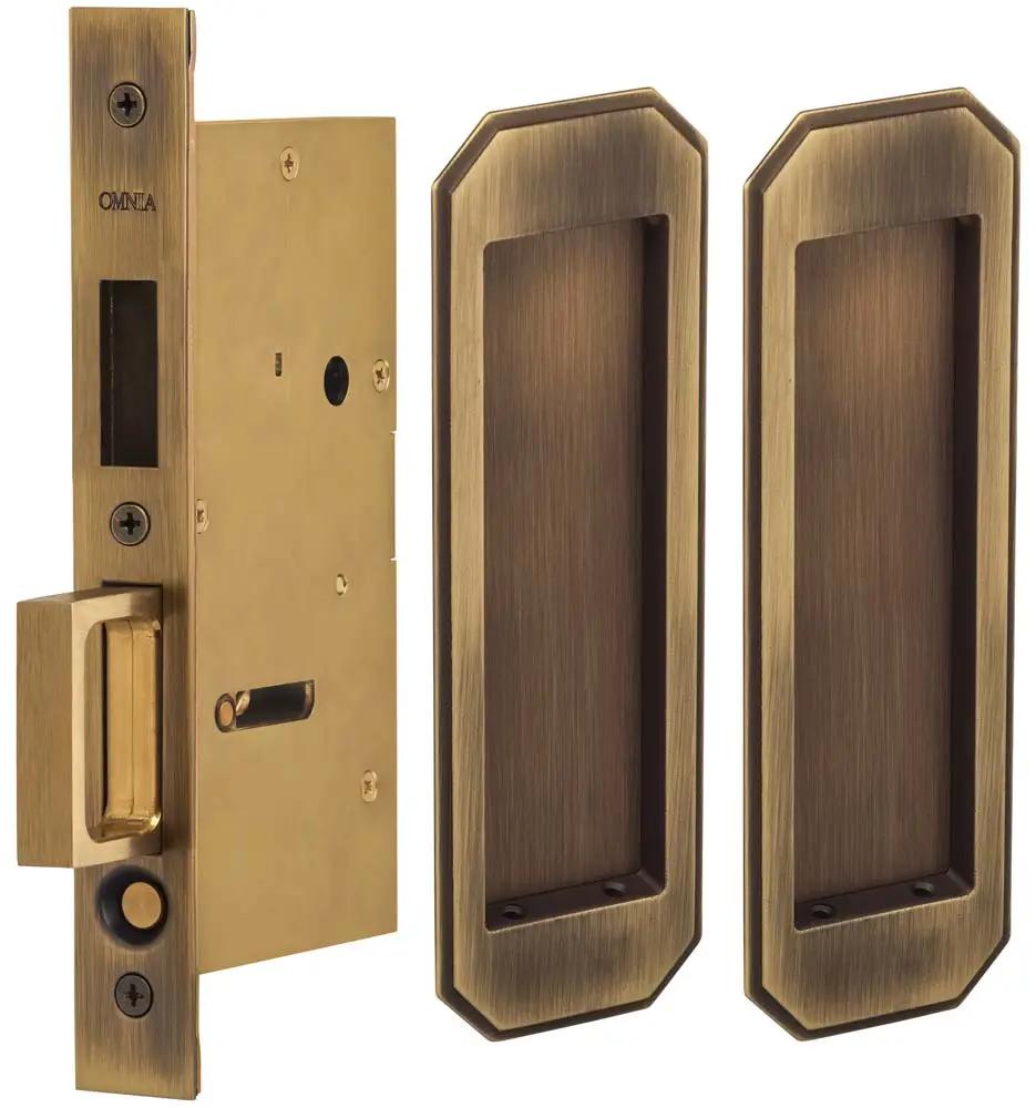 Omnia Solid Brass Traditional Flush Cup Pocket Door Set by Omnia