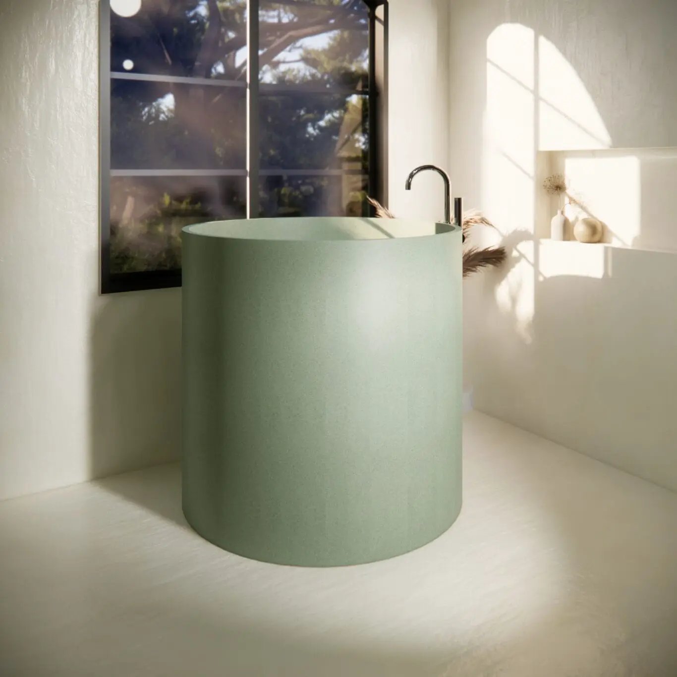 Balux Saka Concrete Freestanding Bathtub by Balux