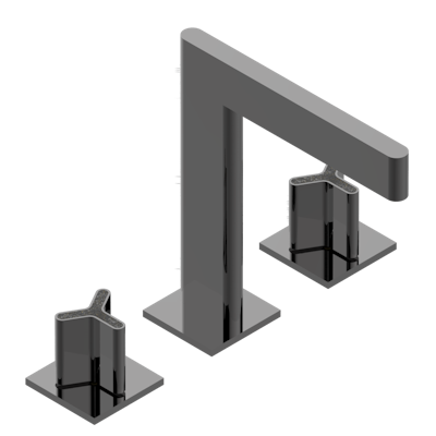 THG Paris Icon-X Carbon Gold Widespread Lavatory Set with Drain