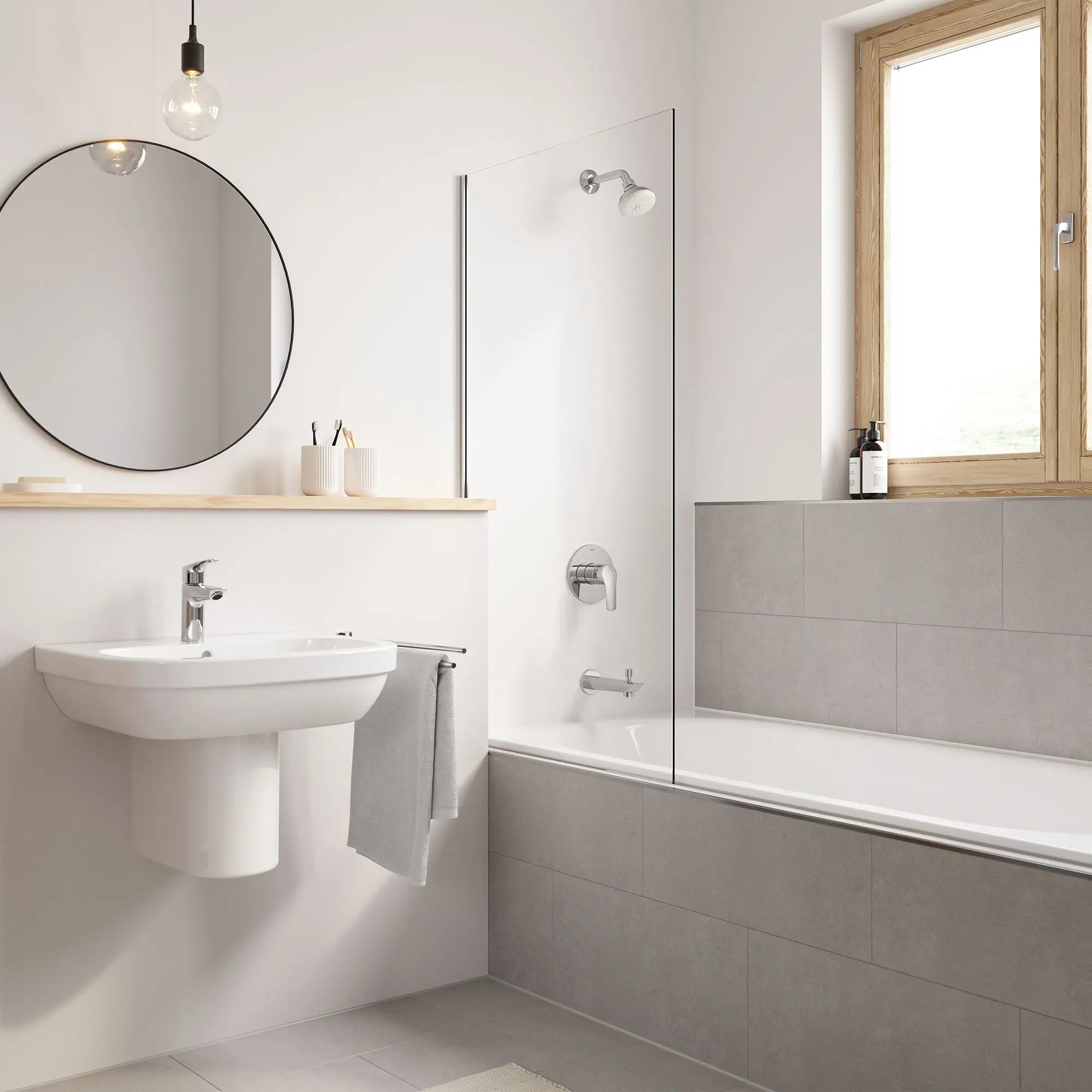 chrome bathroom faucet