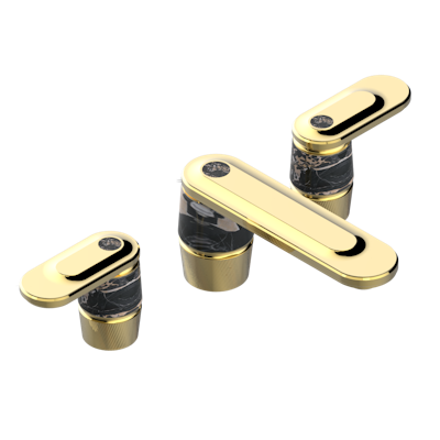 THG Paris Corvair Portoro with Lever Handles Widespread Lavatory Set with Drain by THG Paris
