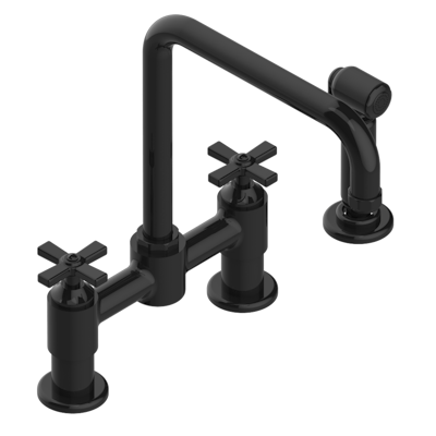 THG Paris Saint-Germain Two Hole Bridge Kitchen Faucet with Side Spray by THG Paris
