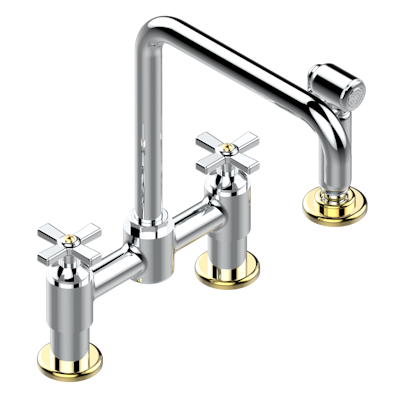 THG Paris Saint-Germain Two Hole Bridge Kitchen Faucet with Side Spray by THG Paris