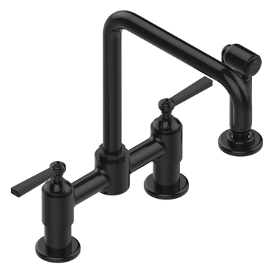 THG Paris Saint-Germain with Lever Handles Two Hole Bridge Kitchen Faucet with Side Spray by THG Paris
