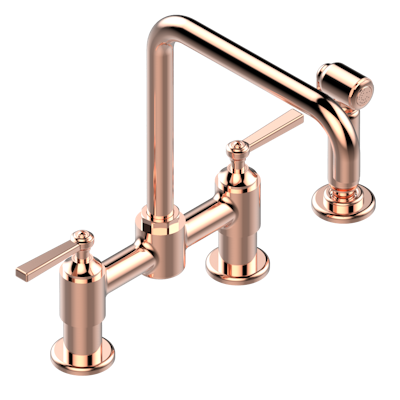 THG Paris Saint-Germain with Lever Handles Two Hole Bridge Kitchen Faucet with Side Spray by THG Paris