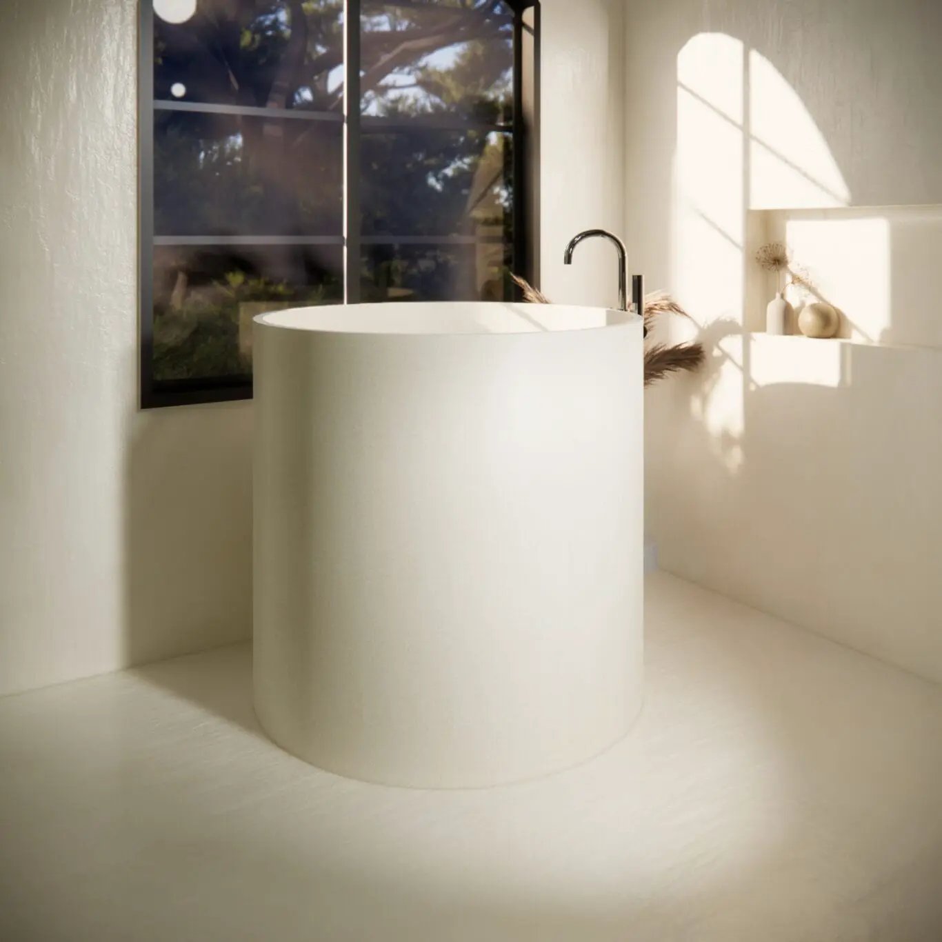 Balux Saka Concrete Freestanding Bathtub by Balux