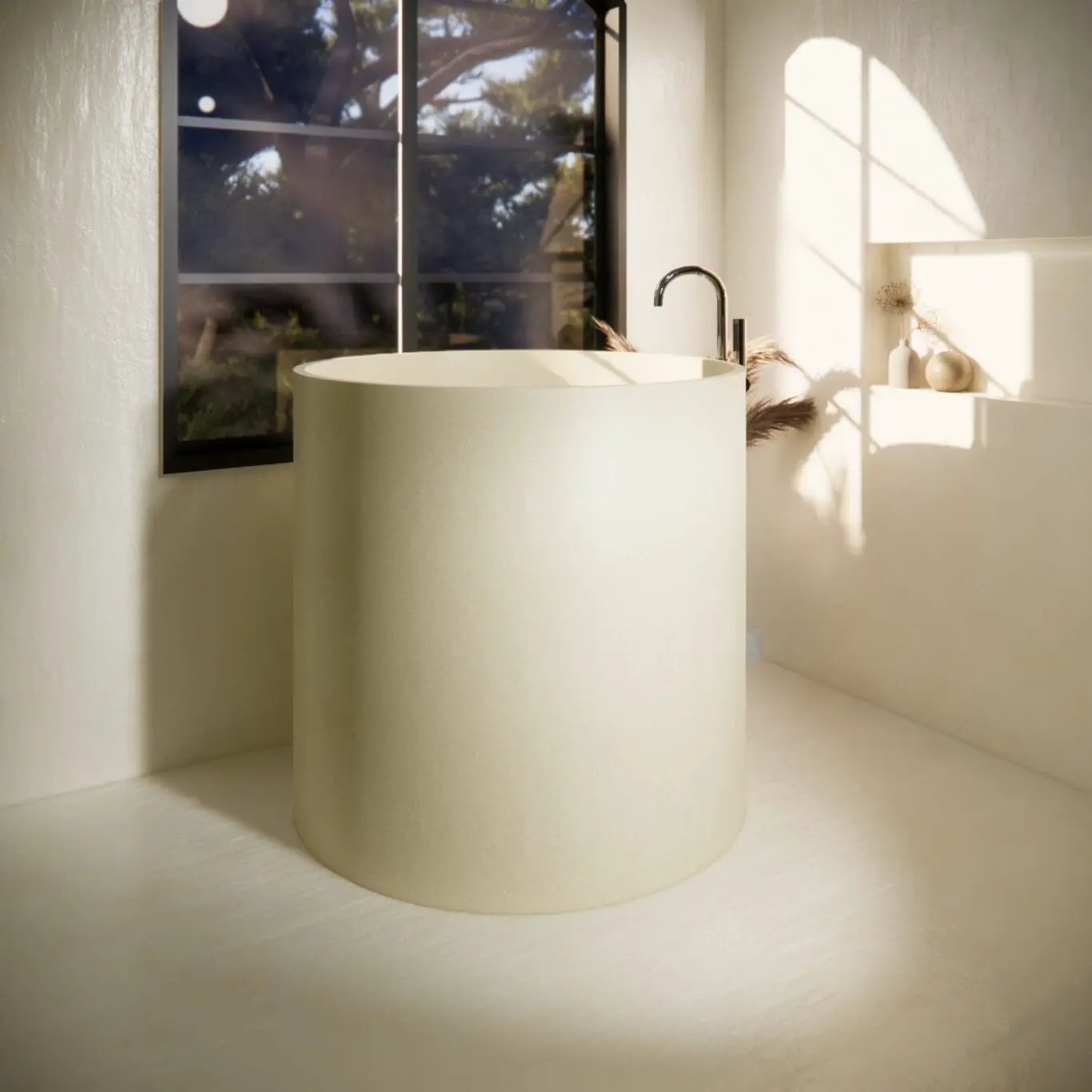 Balux Saka Concrete Freestanding Bathtub by Balux