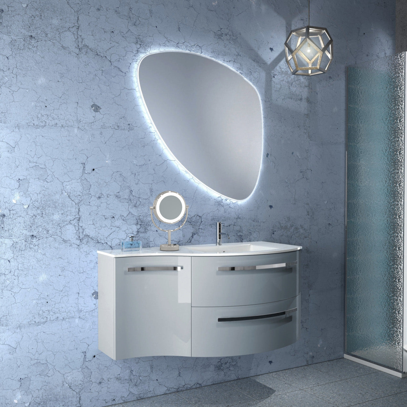 polished nickel makeup mirror