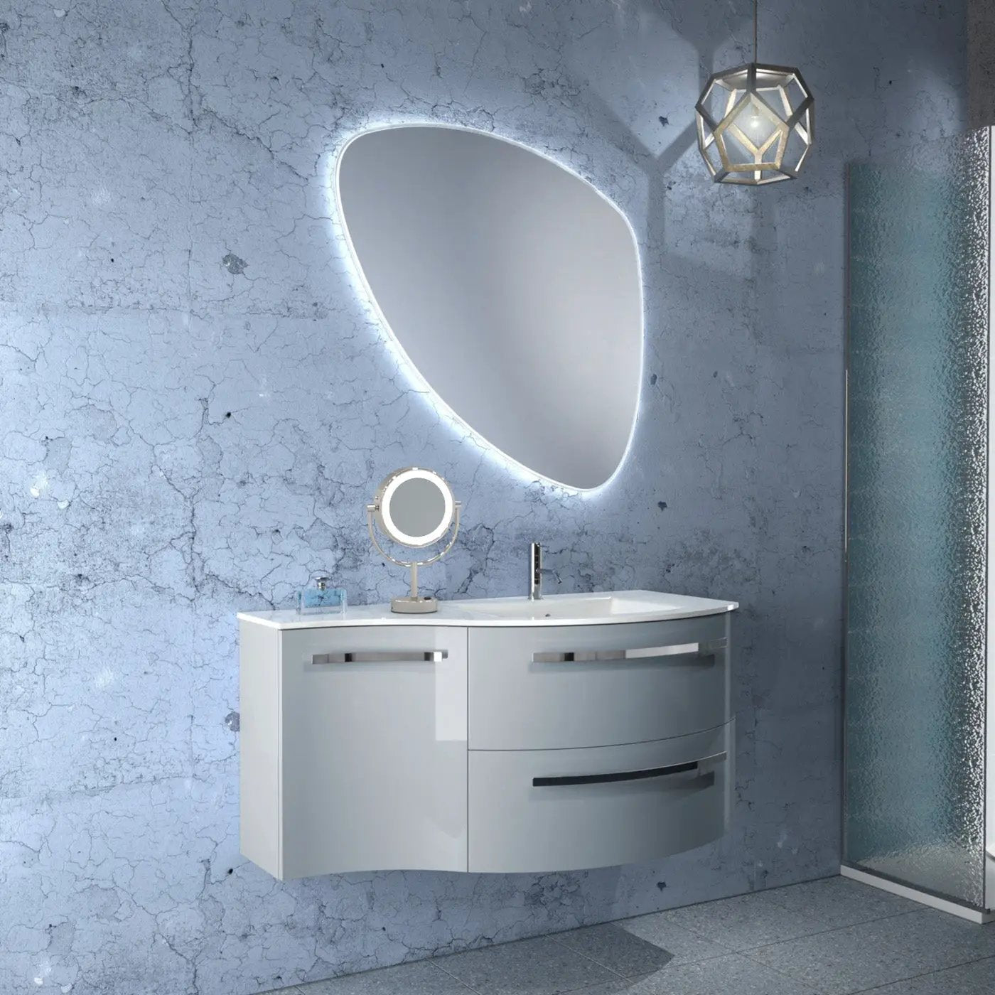 polished nickel makeup mirror
