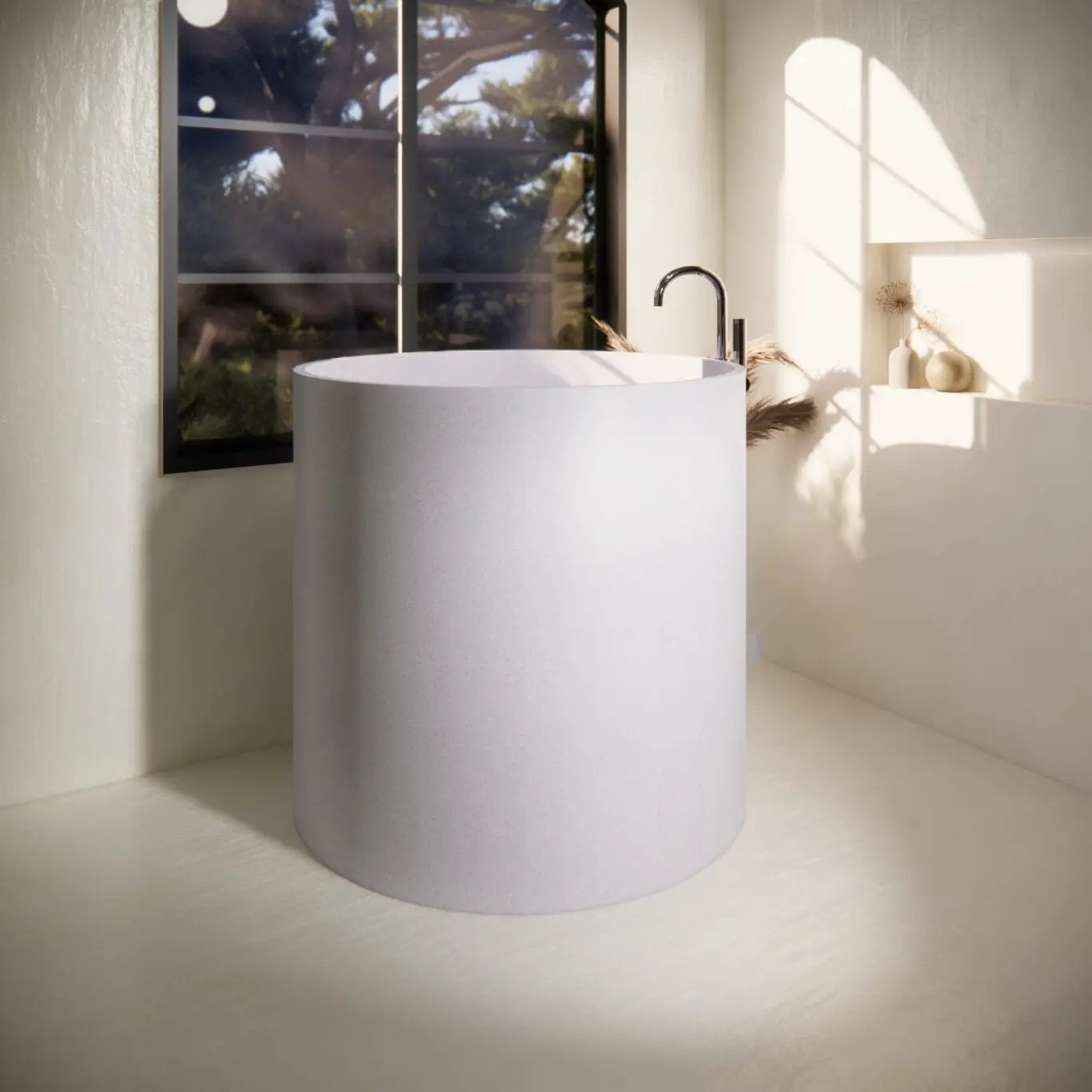 Balux Saka Concrete Freestanding Bathtub by Balux