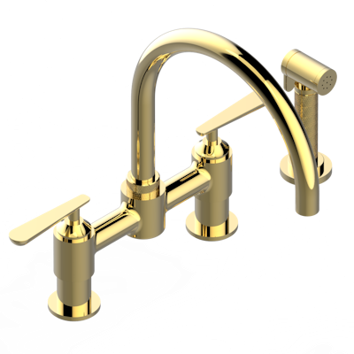 THG Paris Dean Two Hole Bridge Kitchen Faucet with Side Spray