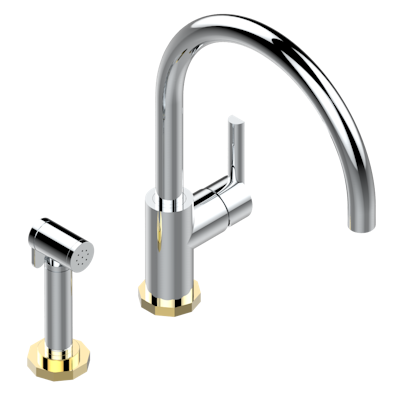 THG Paris Les Ondes Single Hole Mixer with Swivel and Side Spray by THG Paris