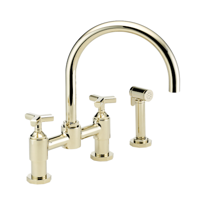 THG Paris Les Ondes Two Hole Bridge Kitchen Faucet with Side Spray by THG Paris