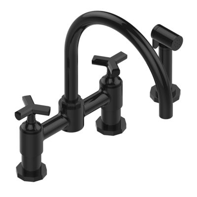 THG Paris Les Ondes Two Hole Bridge Kitchen Faucet with Side Spray by THG Paris