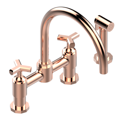 THG Paris Les Ondes Two Hole Bridge Kitchen Faucet with Side Spray by THG Paris