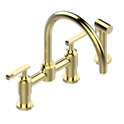 THG Paris Les Ondes with Lever Handles Two Hole Bridge Kitchen Faucet with Side Spray