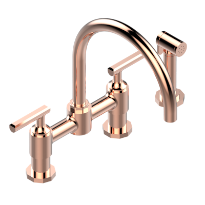 THG Paris Les Ondes with Lever Handles Two Hole Bridge Kitchen Faucet with Side Spray