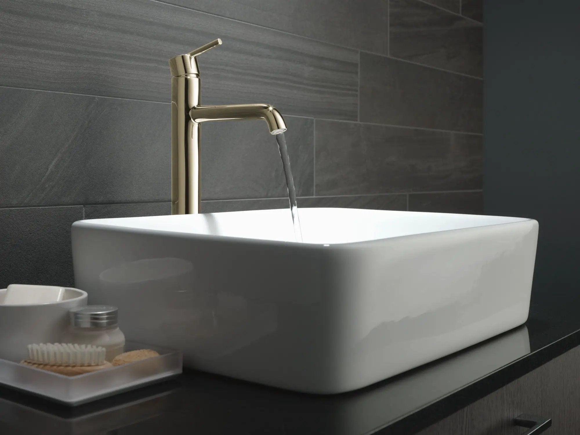 polished nickel bathroom faucet