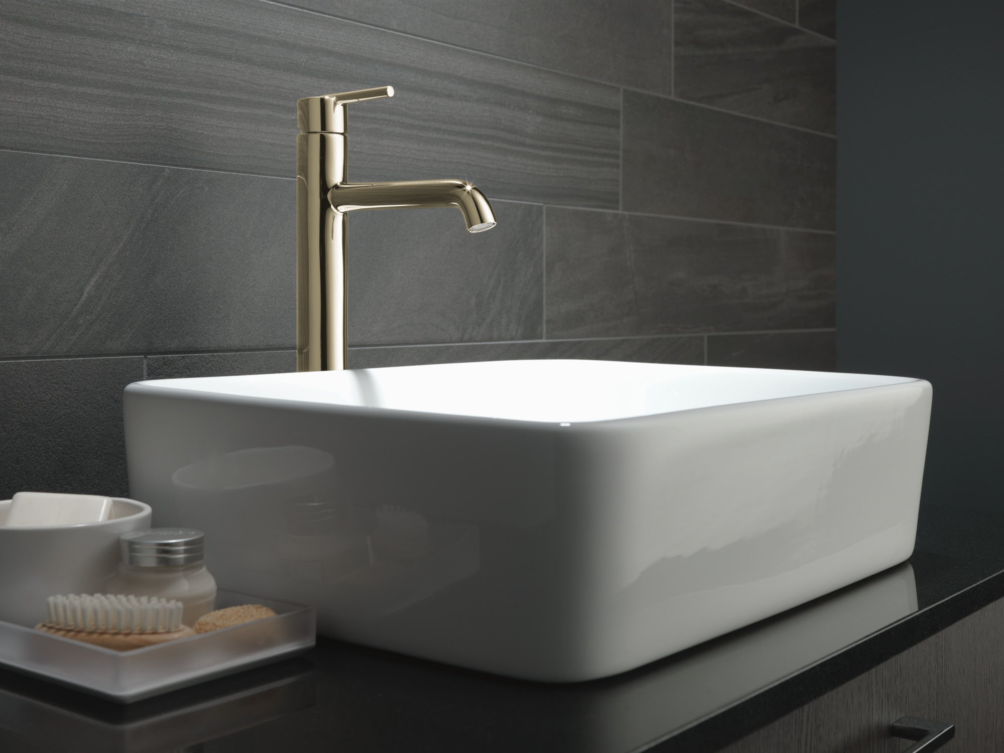 polished nickel bathroom faucet