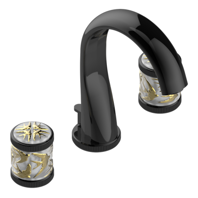 THG Paris Hirondelles Gold Stamped Widespread Lavatory Set with Drain