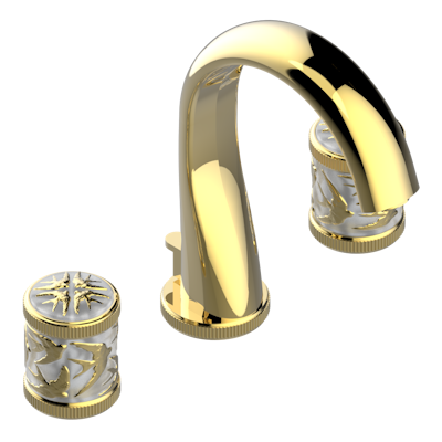 THG Paris Hirondelles Gold Stamped Widespread Lavatory Set with Drain by THG Paris