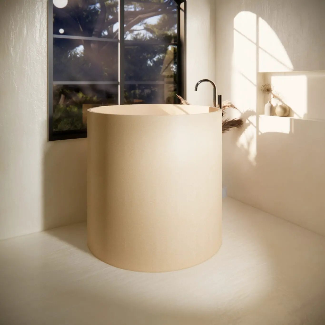 Balux Saka Concrete Freestanding Bathtub by Balux