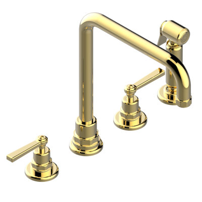 THG Paris Saint-Germain with Lever Handles Three Hole Kitchen Faucet with Side Spray by THG Paris