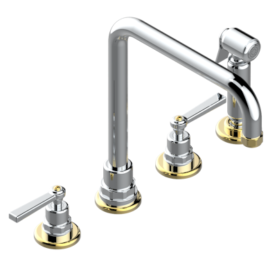 THG Paris Saint-Germain with Lever Handles Three Hole Kitchen Faucet with Side Spray by THG Paris