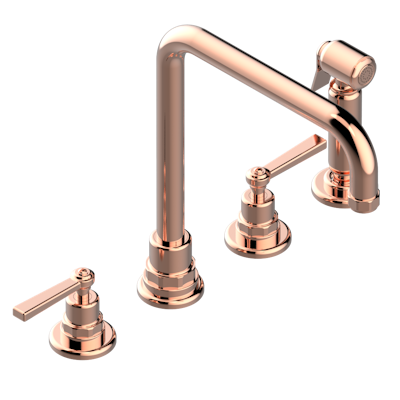 THG Paris Saint-Germain with Lever Handles Three Hole Kitchen Faucet with Side Spray by THG Paris