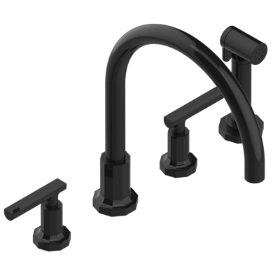 THG Paris Les Ondes with Lever Handles Three Hole Kitchen Faucet with Side Spray