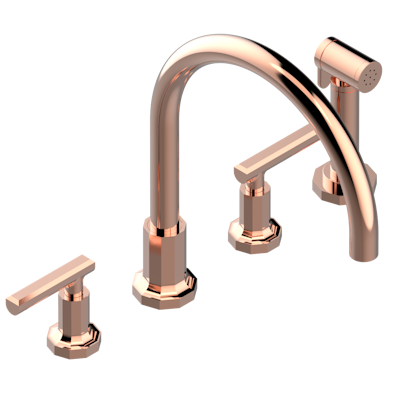 THG Paris Les Ondes with Lever Handles Three Hole Kitchen Faucet with Side Spray by THG Paris