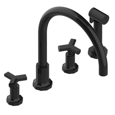 THG Paris Les Ondes Three Hole Kitchen Faucet with Side Spray by THG Paris
