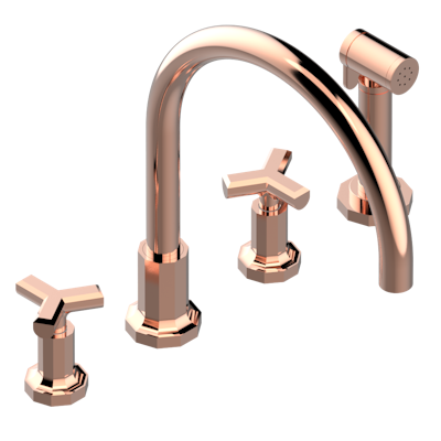 THG Paris Les Ondes Three Hole Kitchen Faucet with Side Spray by THG Paris