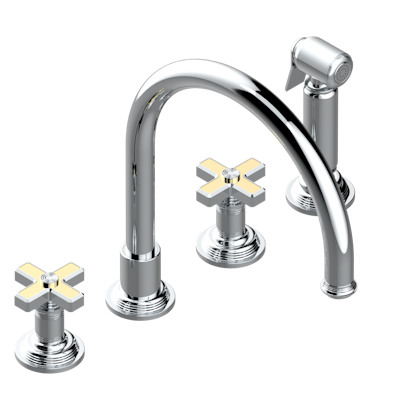 THG Paris West Coast Metal Three Hole Kitchen Faucet with Side Spray by THG Paris