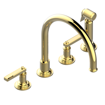 THG Paris West Coast Metal with Lever Handles Three Hole Kitchen Faucet with Side Spray