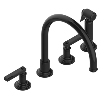 THG Paris West Coast Metal with Lever Handles Three Hole Kitchen Faucet with Side Spray by THG Paris
