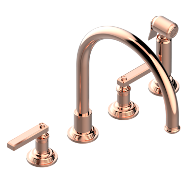 THG Paris West Coast Metal with Lever Handles Three Hole Kitchen Faucet with Side Spray