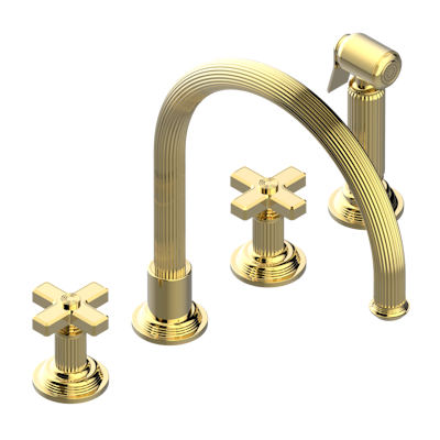 THG Paris Grand Central Metal Three Hole Kitchen Faucet with Side Spray by THG Paris