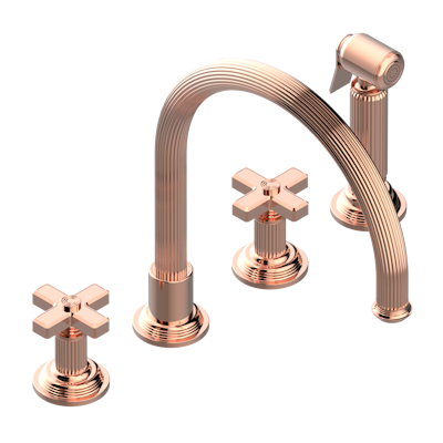 THG Paris Grand Central Metal Three Hole Kitchen Faucet with Side Spray by THG Paris