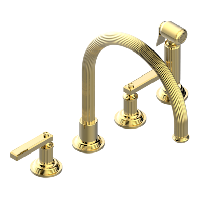 THG Paris Grand Central Metal with Lever Handles Three Hole Kitchen Faucet with Side Spray by THG Paris