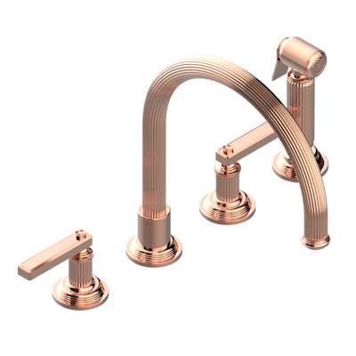 THG Paris Grand Central Metal with Lever Handles Three Hole Kitchen Faucet with Side Spray by THG Paris