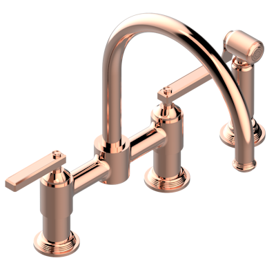 THG Paris West Coast Metal with Lever Handles Two Hole Bridge Kitchen Faucet with Side Spray
