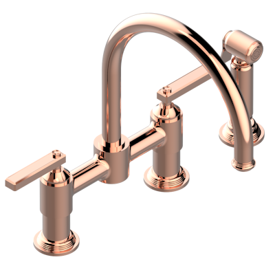 THG Paris West Coast Metal with Lever Handles Two Hole Bridge Kitchen Faucet with Side Spray by THG Paris