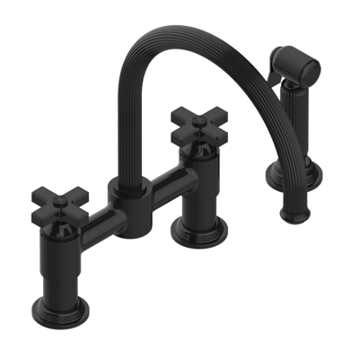 THG Paris Grand Central Metal Two Hole Bridge Kitchen Faucet with Side Spray by THG Paris