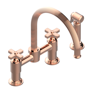 THG Paris Grand Central Metal Two Hole Bridge Kitchen Faucet with Side Spray by THG Paris