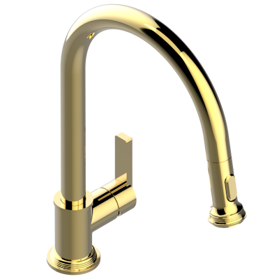 THG Paris West Coast with Guilloché Decor Single Hole Pull Out Kitchen Faucet by THG Paris