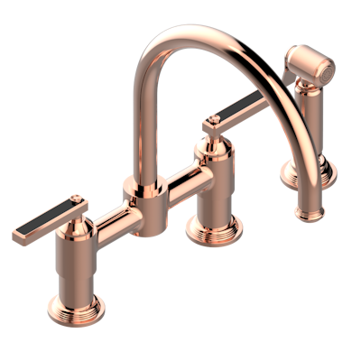 THG Paris West Coast Black Onyx with Lever Handles Two Hole Bridge Kitchen Faucet with Side Spray by THG Paris
