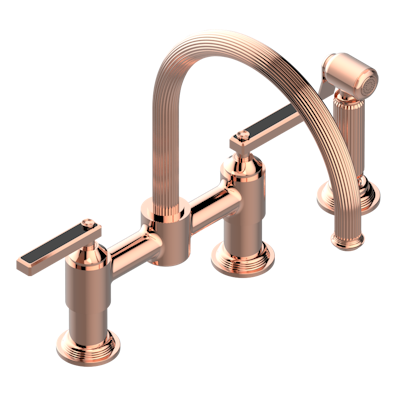 THG Paris Grand Central Black Onyx with Lever Handles Two Hole Bridge Kitchen Faucet with Side Spray by THG Paris