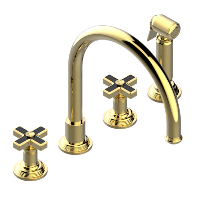 THG Paris West Coast Black Onyx Three Hole Kitchen Faucet with Side Spray by THG Paris