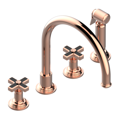 THG Paris West Coast Black Onyx Three Hole Kitchen Faucet with Side Spray by THG Paris